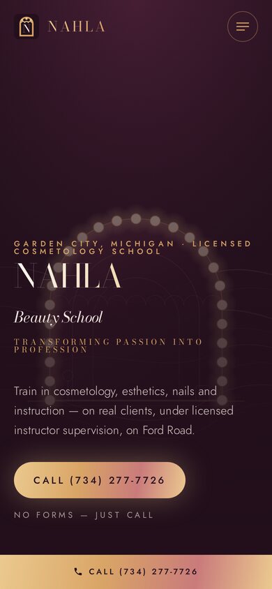 Nahla Beauty School — mobile site